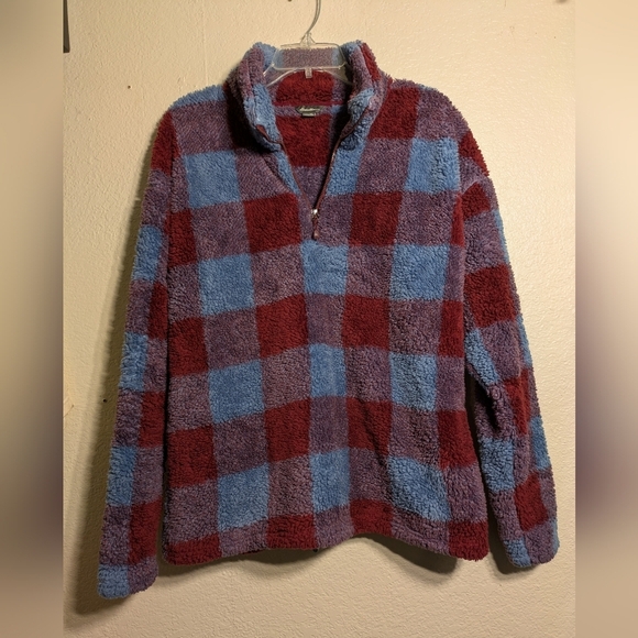 Eddie Bauer Cozy Checkered Fleece Pullover Size Xl Pre-owned - Picture 2 of 6
